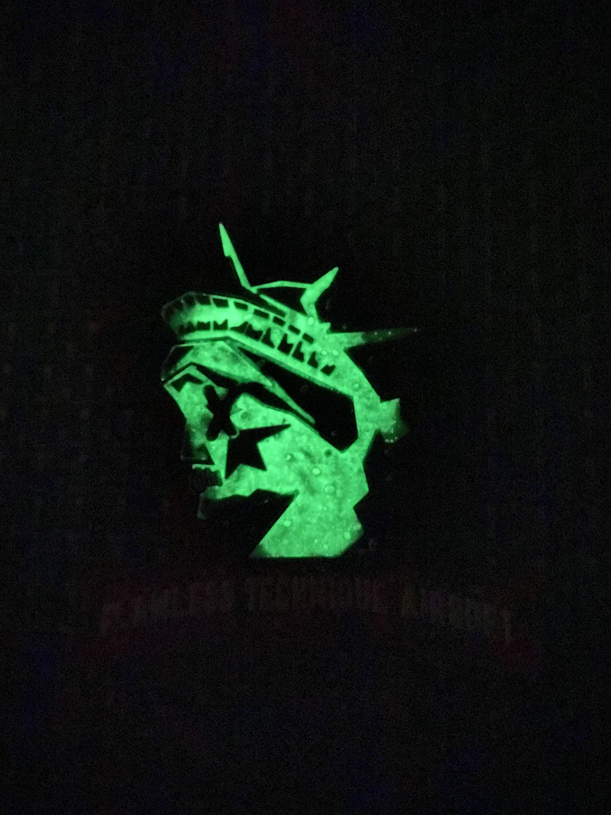 PVC patch glowing green in the dark