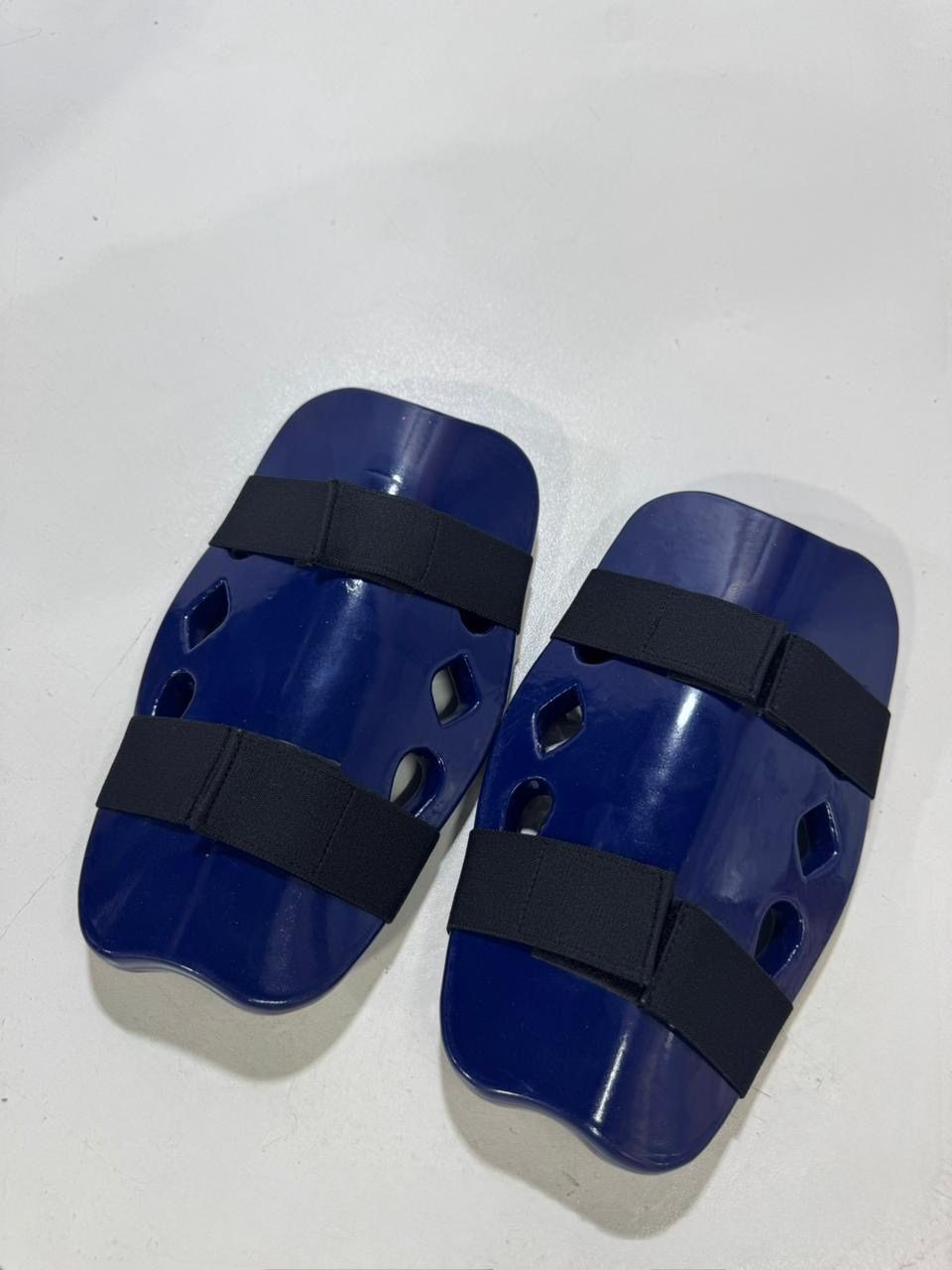Pair of blue taekwondo shin guards